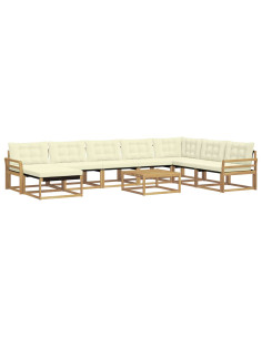 Set di divani da esterno 9 pcs Bianco e Crema 79 x 79 x 37 cm 2