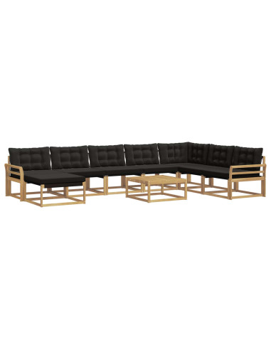 Set di divani da esterno 9 pcs Bianco e Nero 79 x 79 x 37 cm