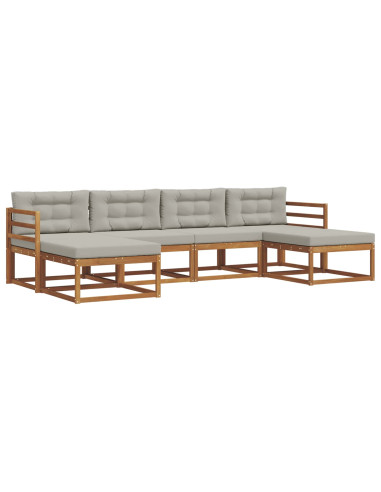 Set di divani da esterno 6 pcs Grigio Naturale e Chiaro