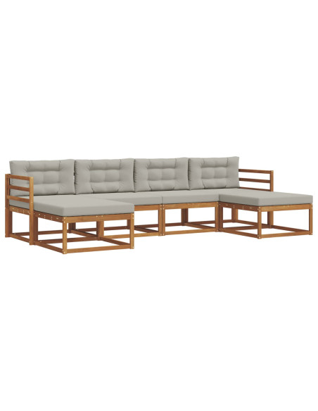 Set di divani da esterno 6 pcs Grigio Naturale e Chiaro