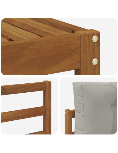 Set di divani da esterno 6 pcs Grigio Naturale e Chiaro