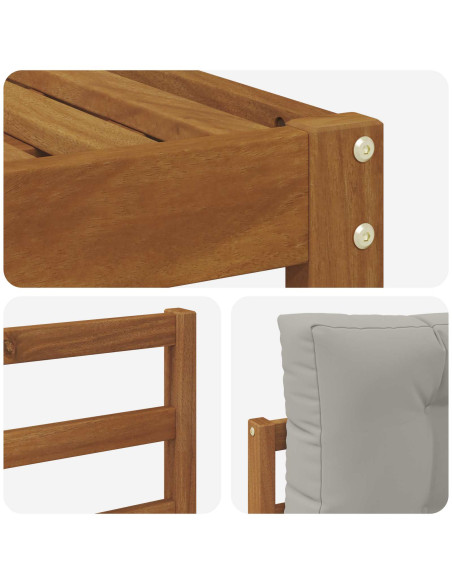Set di divani da esterno 6 pcs Grigio Naturale e Chiaro