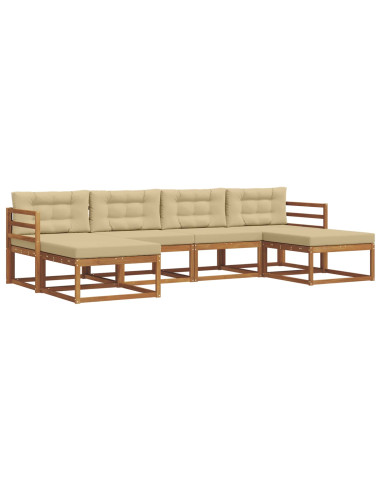 Set di divani da esterno con cuscino 6 pcs Naturale e Beige