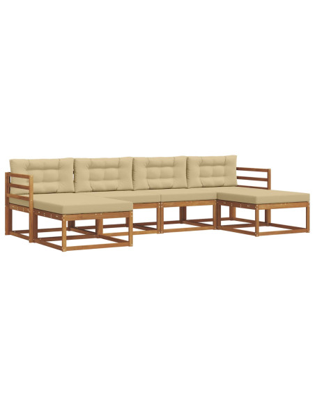 Set di divani da esterno con cuscino 6 pcs Naturale e Beige