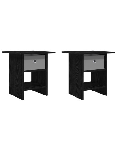 Comodino 2 pcs Rovere Nero 41 x 40 x 45 cm Legno multistrato