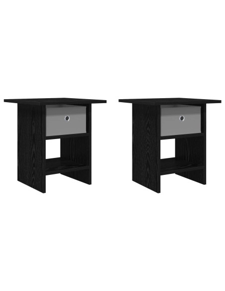 Comodino 2 pcs Rovere Nero 41 x 40 x 45 cm Legno multistrato