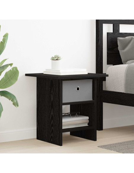 Comodino 2 pcs Rovere Nero 41 x 40 x 45 cm Legno multistrato