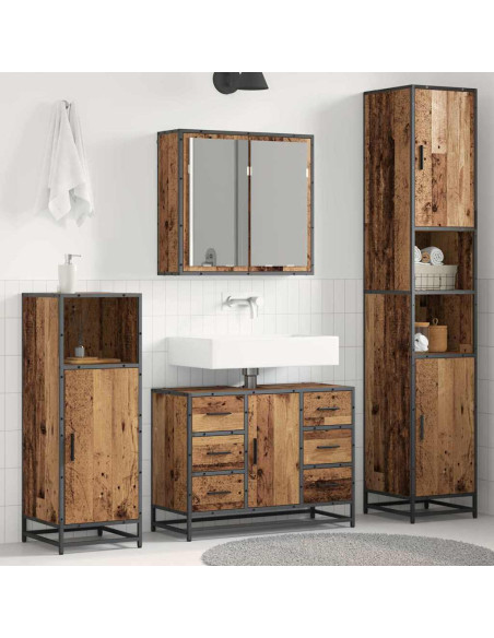 Set di mobili per il bagno 3 pcs Legno vecchio 80 x 33 x 60 cm