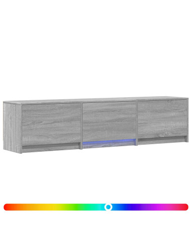 Mobile TV con LED con LED Sonoma grigia 165 x 34 x 40 cm