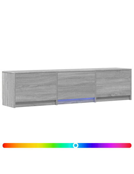 Mobile TV con LED con LED Sonoma grigia 165 x 34 x 40 cm
