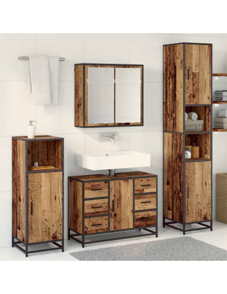Set di mobili per il bagno 3 pcs Legno vecchio 80 x 33 x 60 cm