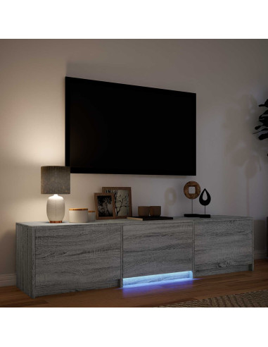 Mobile TV con LED con LED Sonoma grigia 165 x 34 x 40 cm