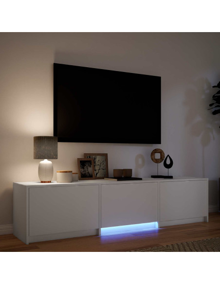 Mobile TV con LED Bianco 165 x 34 x 40 cm Legno ingegnerizzato