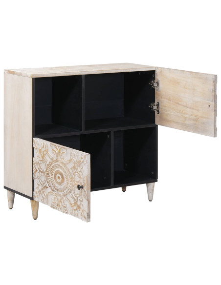 Credenza Bianco 80 x 33,5 x 75 cm Legno di mango massello