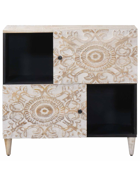 Credenza Bianco 80 x 33,5 x 75 cm Legno di mango massello
