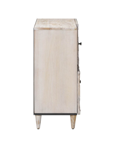 Credenza Bianco 80 x 33,5 x 75 cm Legno di mango massello