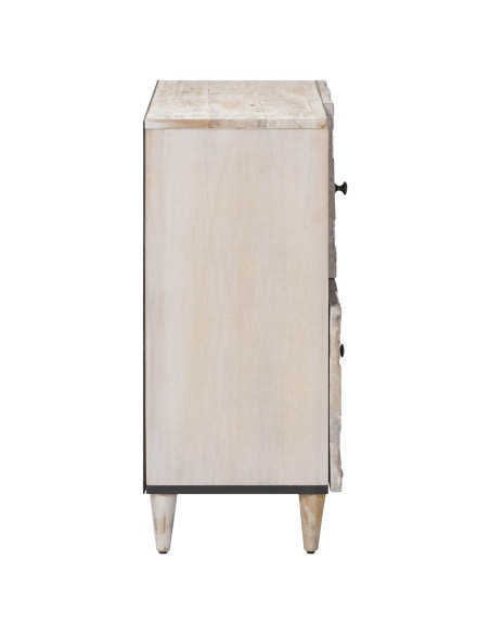 Credenza Bianco 80 x 33,5 x 75 cm Legno di mango massello