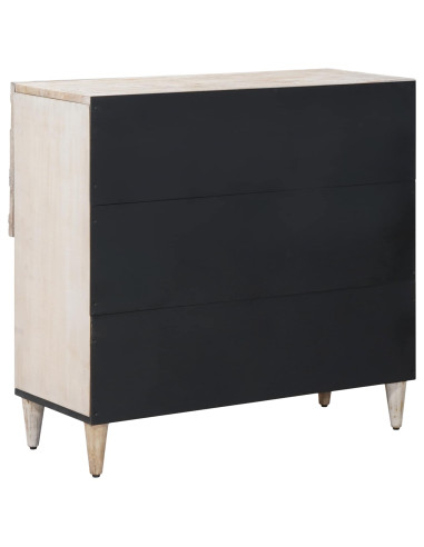 Credenza Bianco 80 x 33,5 x 75 cm Legno di mango massello