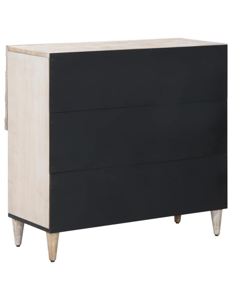 Credenza Bianco 80 x 33,5 x 75 cm Legno di mango massello