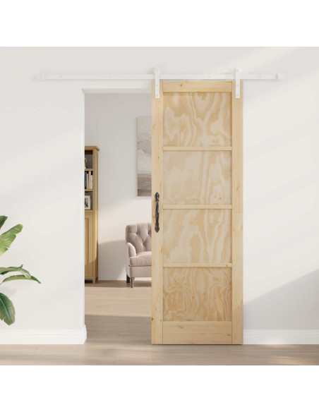 Porta scorrevole Naturale e Bianco 73,5 x 211 cm