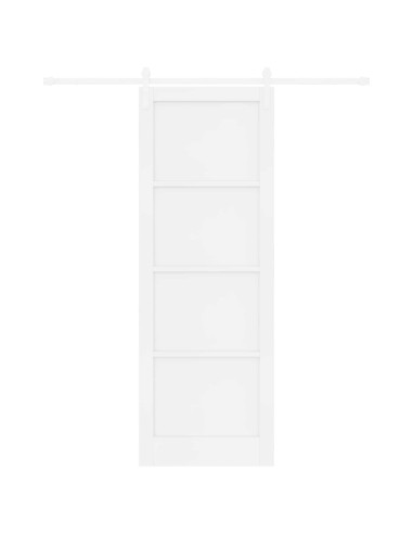 Porta scorrevole Bianco 83 x 232 cm Legno Massello di Pino