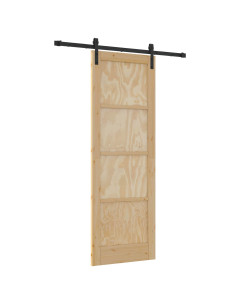 Porta scorrevole Naturale 73,5 x 211 cm Legno Massello di Pino 2