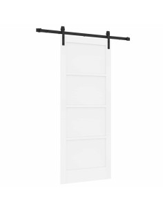 Porta scorrevole Bianco 83 x 202 cm Legno Massello di Pino 2