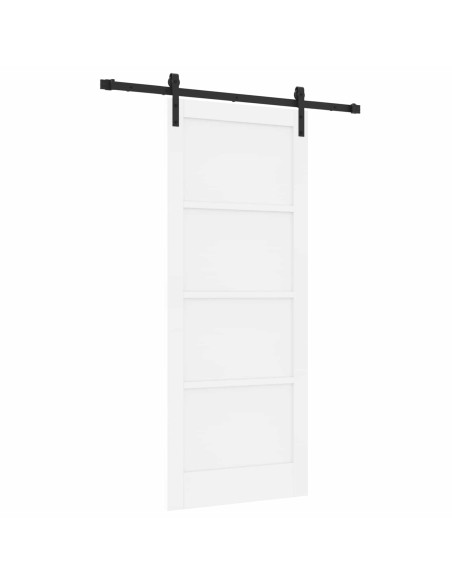 Porta scorrevole Bianco 83 x 202 cm Legno Massello di Pino