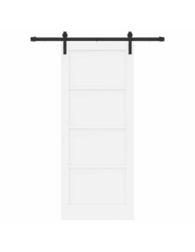 Porta scorrevole Bianco 83 x 202 cm Legno Massello di Pino