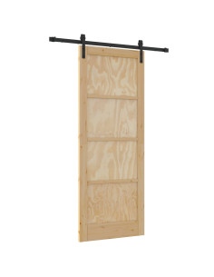 Porta scorrevole Naturale 83 x 211 cm Legno Massello di Pino 2