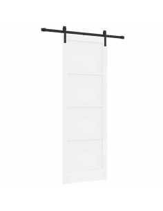 Porta scorrevole Bianco 83 x 232 cm Legno Massello di Pino 2