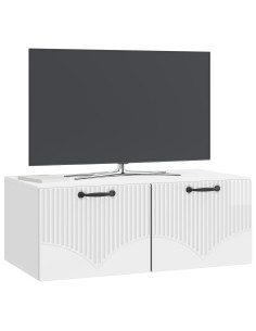 Mobile Porta TV da Muro Bianco Lucido 78,5 x 41 x 30 cm 2