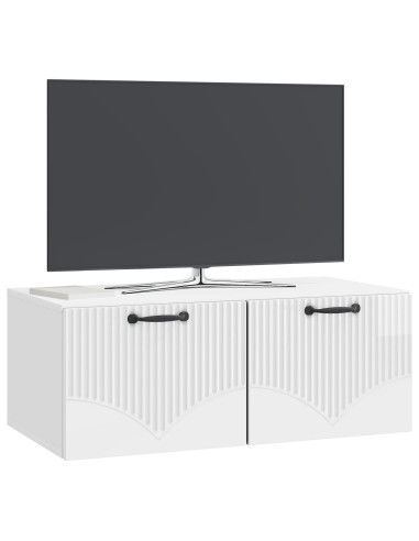 Mobile Porta TV da Muro Bianco Lucido 78,5 x 41 x 30 cm