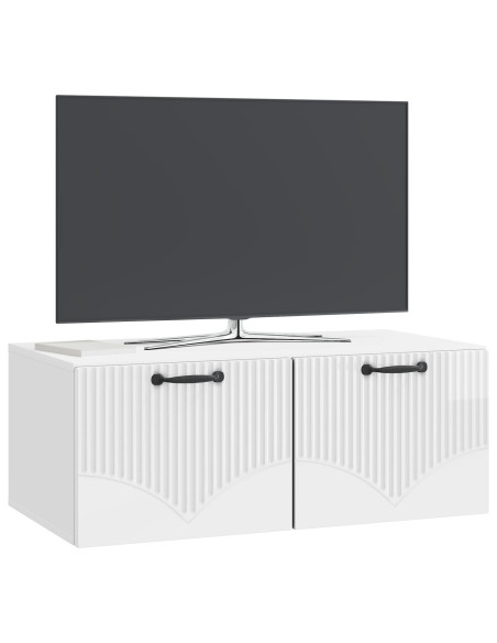 Mobile Porta TV da Muro Bianco Lucido 78,5 x 41 x 30 cm