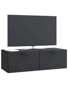 Mobile Porta TV da Muro Montaggio a parete Nero 98 x 41 x 30 cm 2