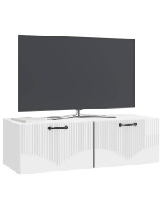 Mobile Porta TV da Muro Bianco Lucido 98 x 41 x 30 cm 2