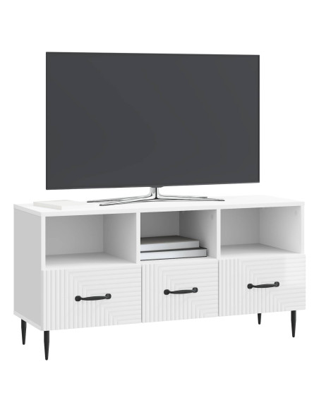 Mobile TV Bianco Lucido 102 x 34,5 x 50 cm Legno ingegnerizzato