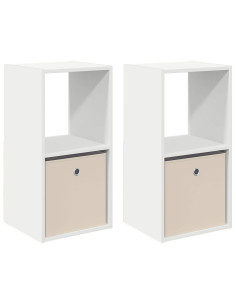 Comodino 2 pcs Bianco 35 x 32 x 68,5 cm Legno multistrato 2