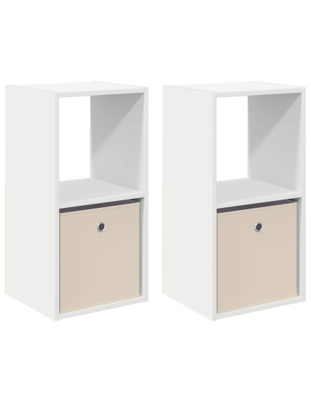 Comodino 2 pcs Bianco 35 x 32 x 68,5 cm Legno multistrato