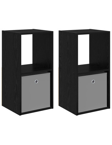 Comodino 2 pcs Rovere Nero 35 x 32 x 68,5 cm Legno multistrato