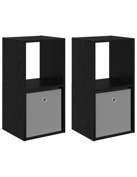 Comodino 2 pcs Rovere Nero 35 x 32 x 68,5 cm Legno multistrato