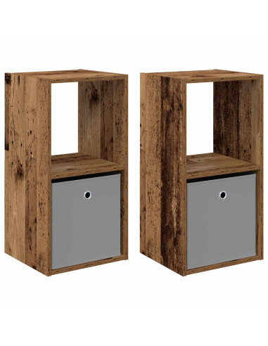 Comodino con cassetto 2 pcs Legno vecchio 35 x 32 x 68,5 cm