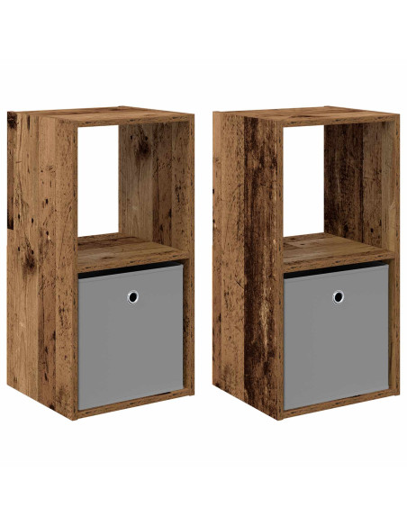 Comodino con cassetto 2 pcs Legno vecchio 35 x 32 x 68,5 cm