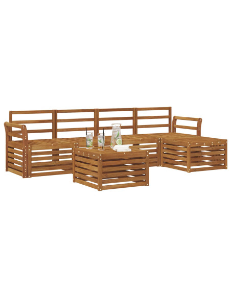 Set divani 6 pcs Naturale Legno di Acacia Massello