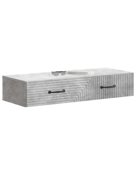 Tavolino da Parete Laterale Grigio Cemento 87,5 x 34,5 x 17 cm