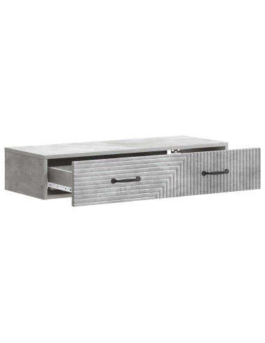 Tavolino da Parete Laterale Grigio Cemento 87,5 x 34,5 x 17 cm
