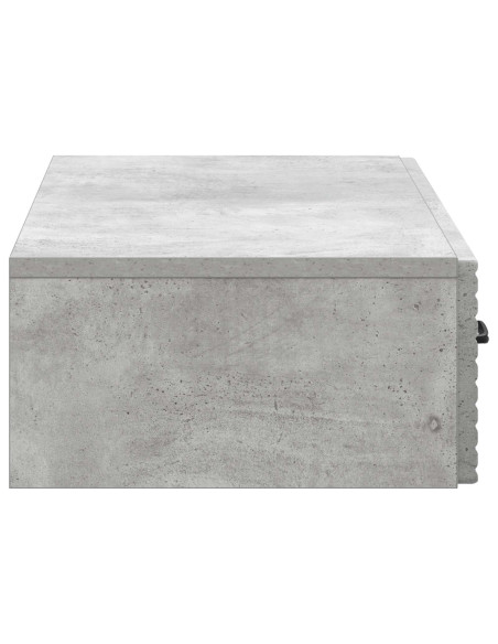 Tavolino da Parete Laterale Grigio Cemento 87,5 x 34,5 x 17 cm