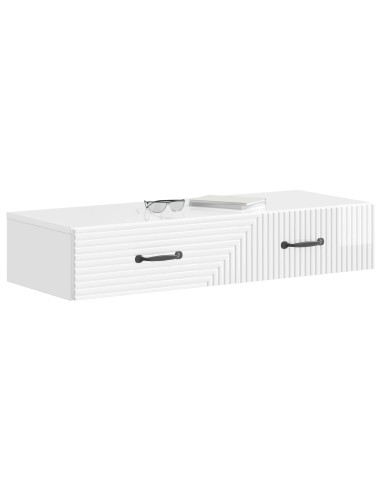 Tavolino da Parete Laterale Bianco Lucido 87,5 x 34,5 x 17 cm