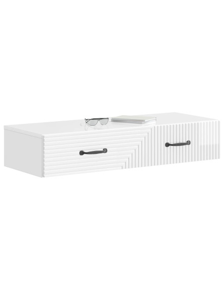 Tavolino da Parete Laterale Bianco Lucido 87,5 x 34,5 x 17 cm