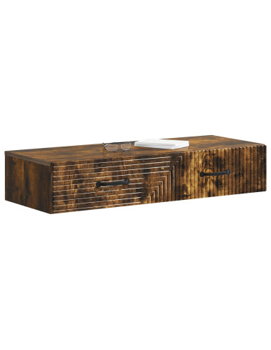 Tavolino da Parete Laterale Rovere Fumo 87,5 x 34,5 x 17 cm